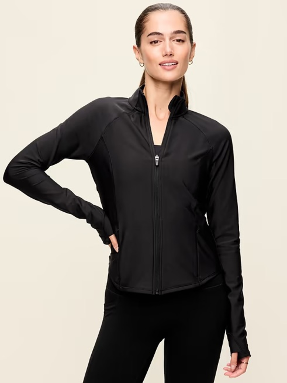 Old Navy Women’s Black Lightweight Powersoft Full-Zip Jacket